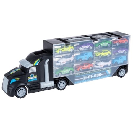 Toy Time Toy Time Semi-Truck Car Carrier Set with Helipad 163515UWS